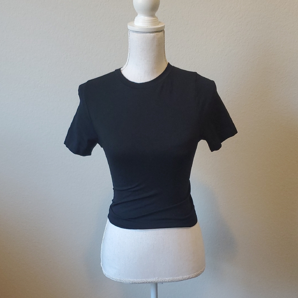 (3 For $15) A New Day Black Short Sleeve Crewneck crop Top
